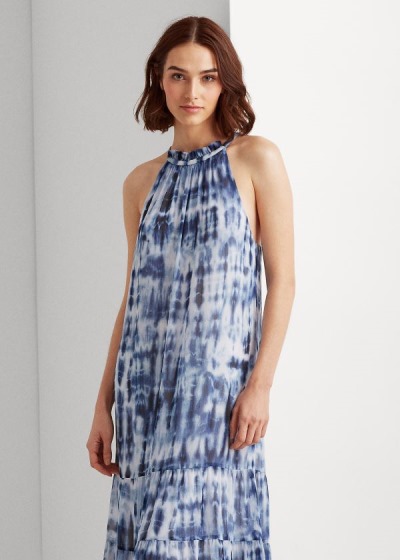 Women's Ralph Lauren Tie-Dye Georgette Maxi Dresses | 596487TVG